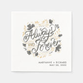 Serviette En Papier Mariage Toujours pour toujours Gris Mariage servie (Devant)