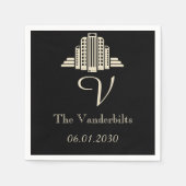 Serviette En Papier Mariage tour Art déco Ray (Devant)