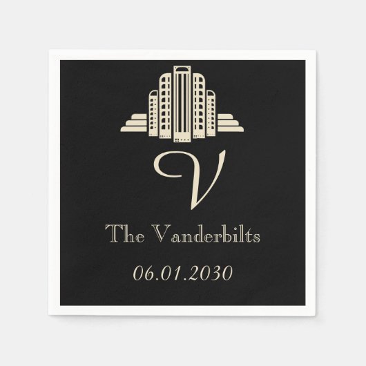 Serviette En Papier Mariage tour Art déco Ray (Devant)