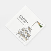 Serviette En Papier Mariage tour Champagne tiré à la main (Coin)