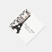 Serviette En Papier Mariage tour Eiffel Damask rose (Coin)
