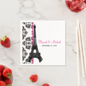Serviette En Papier Mariage tour Eiffel rose chaud (En situation)