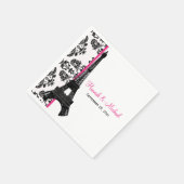 Serviette En Papier Mariage tour Eiffel rose chaud (Coin)