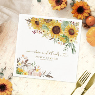 Serviette En Papier Mariage Tournesol Citrouille Amour et Remerciement