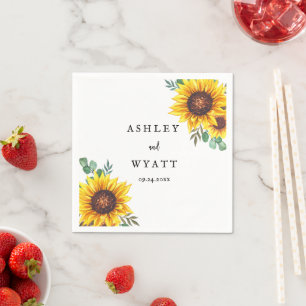 Serviette En Papier Mariage Tournesol Jaune Moderne