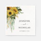 Serviette En Papier Mariage Tournesol Moderne (Devant)