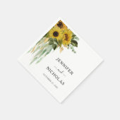 Serviette En Papier Mariage Tournesol Moderne (Coin)