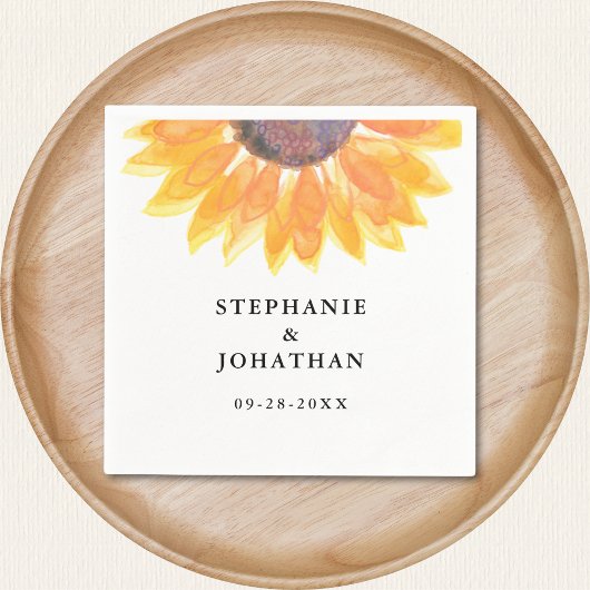 Serviette En Papier Mariage Tournesol Rustique