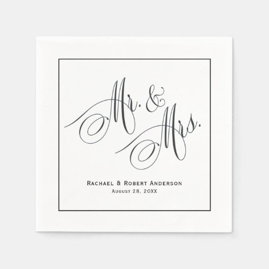 Serviette En Papier Mariage tout simplement élégant, M. et Mme. (Devant)