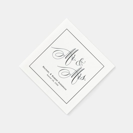 Serviette En Papier Mariage tout simplement élégant, M. et Mme. (Coin)