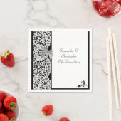 Serviette En Papier Mariage traditionnel dentelle noire et blanche (En situation)