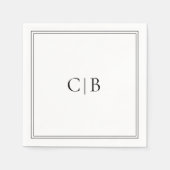 Serviette En Papier Mariage traditionnel noir et blanc élégant (Devant)