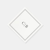 Serviette En Papier Mariage traditionnel noir et blanc élégant (Coin)