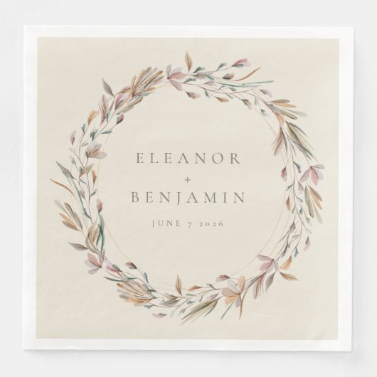 Serviette En Papier Mariage traditionnel rustique et élégant (Devant)