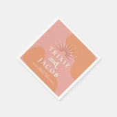 Serviette En Papier MARIAGE Trixie Rétro Années 70 Rose et Orange Groo (Coin)