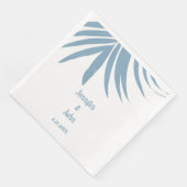 Serviette En Papier Mariage Tropical 2024 Feuille de Palmier Bleu Pous (Coin)