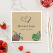Serviette En Papier Mariage Tropical Beach Sea Turtle (En situation)