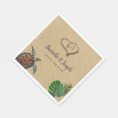 Serviette En Papier Mariage Tropical Beach Sea Turtle (Coin)