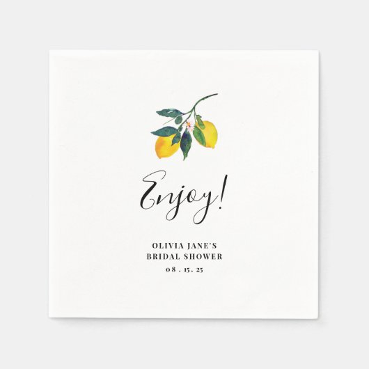 Serviette En Papier Mariage Tropical Citron (Devant)
