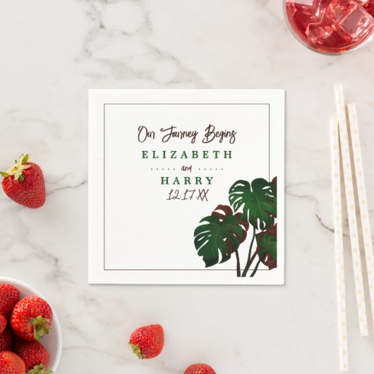 Serviette En Papier Mariage tropical de la plage de Monstera (En situation)