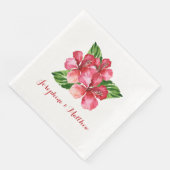 Serviette En Papier Mariage tropical de l'Hibiscus rouge (Coin)