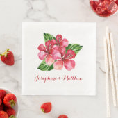 Serviette En Papier Mariage tropical de l'Hibiscus rouge (En situation)