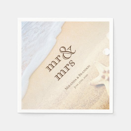 Serviette En Papier Mariage tropical de plage de Starfish (Devant)