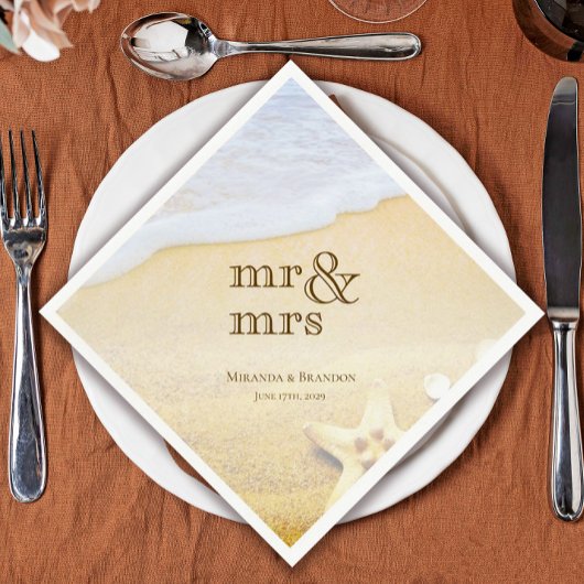 Serviette En Papier Mariage tropical de plage de Starfish
