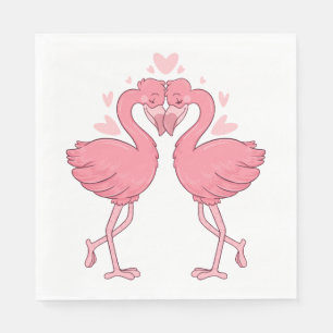 Serviette En Papier Mariage Tropical de Plage Flamant Rose Amour