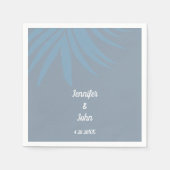 Serviette En Papier Mariage Tropical Dusty Blue Palm Leaf Beach (Devant)