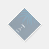 Serviette En Papier Mariage Tropical Dusty Blue Palm Leaf Beach (Coin)