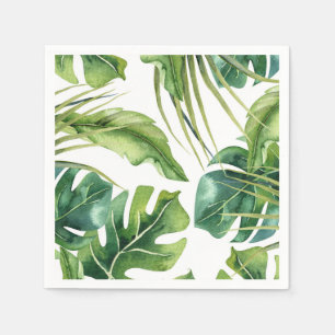 Serviette En Papier Mariage Tropical Élégant Vert Feuilles de Palmier 
