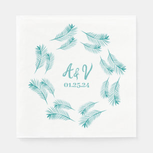 Serviette En Papier Mariage Tropical Feuille Palm Tree