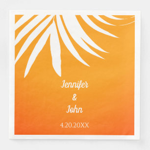 Serviette En Papier Mariage Tropical Froid Orange Coucher de Soleil au