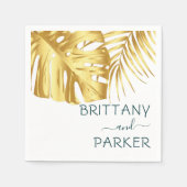 Serviette En Papier Mariage Tropical Gold personnalisé (Devant)