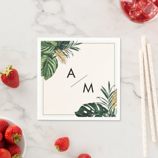 Serviette En Papier Mariage tropical moderne (En situation)