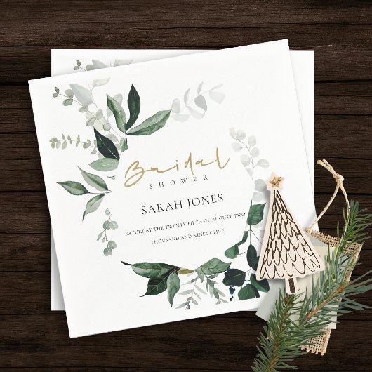 Serviette En Papier Mariage tropical moderne avec feuillage vert