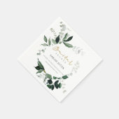 Serviette En Papier Mariage tropical moderne avec feuillage vert (Coin)