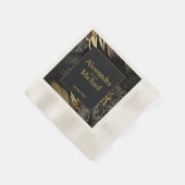 Serviette En Papier Mariage Tropical Noir Moderne Sauvez Les Dates (Coin)