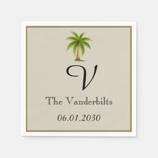 Serviette En Papier Mariage Tropical Palm Tree (Devant)
