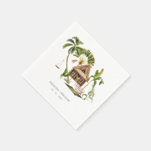 Serviette En Papier Mariage Tropical Palm Tree (Coin)