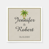 Serviette En Papier Mariage Tropical Palm Tree (Devant)