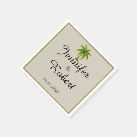 Serviette En Papier Mariage Tropical Palm Tree (Coin)