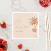 Serviette En Papier Mariage Tropical Palm Tree Beach Sand Terracotta (En situation)