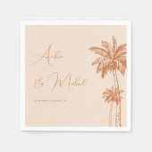 Serviette En Papier Mariage Tropical Palm Tree Beach Sand Terracotta (Devant)