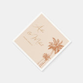 Serviette En Papier Mariage Tropical Palm Tree Beach Sand Terracotta (Coin)