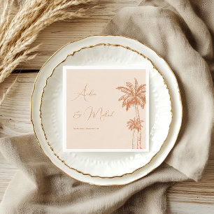 Serviette En Papier Mariage Tropical Palm Tree Beach Sand Terracotta