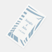 Serviette En Papier Mariage Tropical Palmier Bleu Poussiéreux Réceptio (Coin)