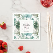 Serviette En Papier Mariage Tropical Personnalisé Palm Frond Motif (En situation)