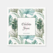 Serviette En Papier Mariage Tropical Personnalisé Palm Frond Motif (Devant)